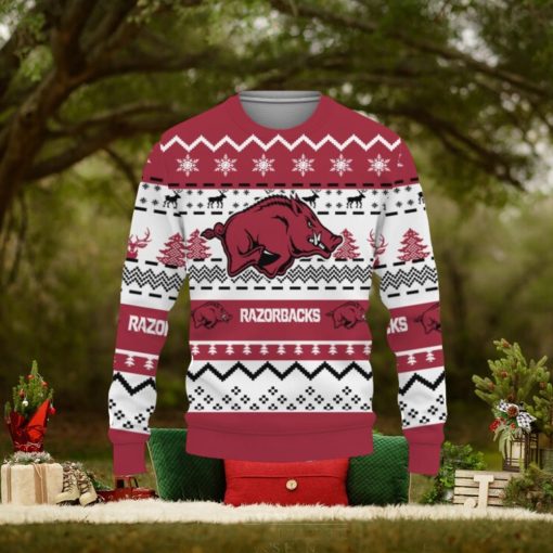 Merry Christmas Snow Pattern Funny Cute Arkansas Razorbacks Gifts Unisex Sweater