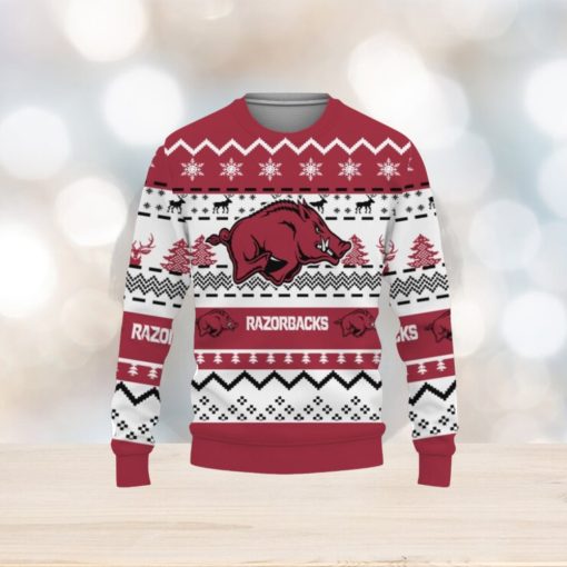 Merry Christmas Snow Pattern Funny Cute Arkansas Razorbacks Gifts Unisex Sweater