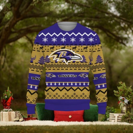 Merry Christmas Snow Pattern Funny Cute Baltimore Ravens Gifts Unisex Sweater