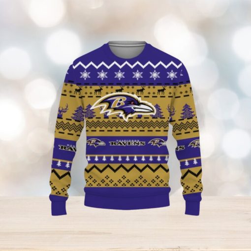 Merry Christmas Snow Pattern Funny Cute Baltimore Ravens Gifts Unisex Sweater