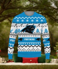 Merry Christmas Snow Pattern Funny Cute Carolina Panthers Gifts Unisex Sweater