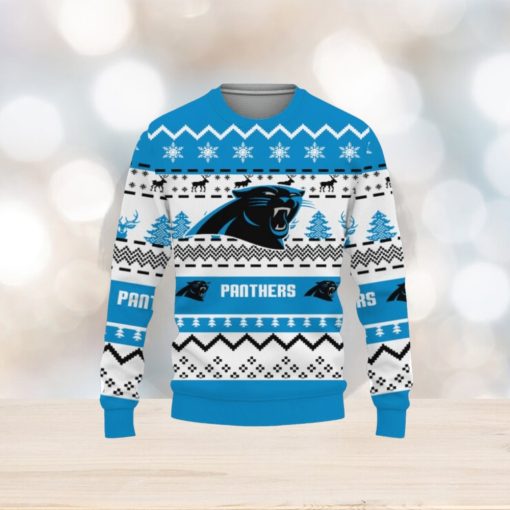 Merry Christmas Snow Pattern Funny Cute Carolina Panthers Gifts Unisex Sweater