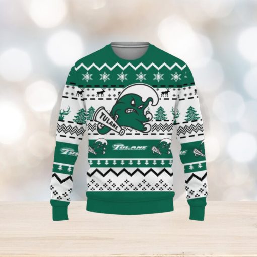 Merry Christmas Snow Pattern Funny Cute Tulane Green Wave Gifts Unisex Sweater