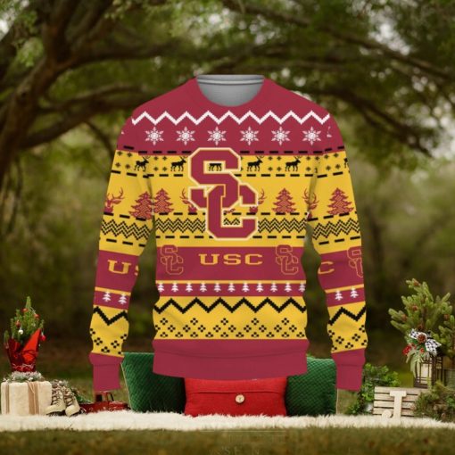 Merry Christmas Snow Pattern Funny Cute USC Trojans Gifts Unisex Sweater