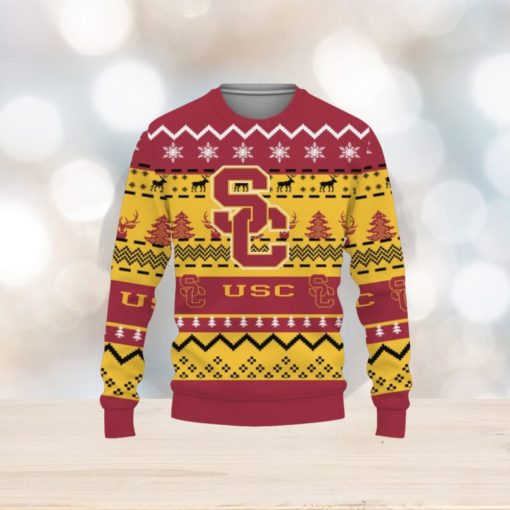 Merry Christmas Snow Pattern Funny Cute USC Trojans Gifts Unisex Sweater