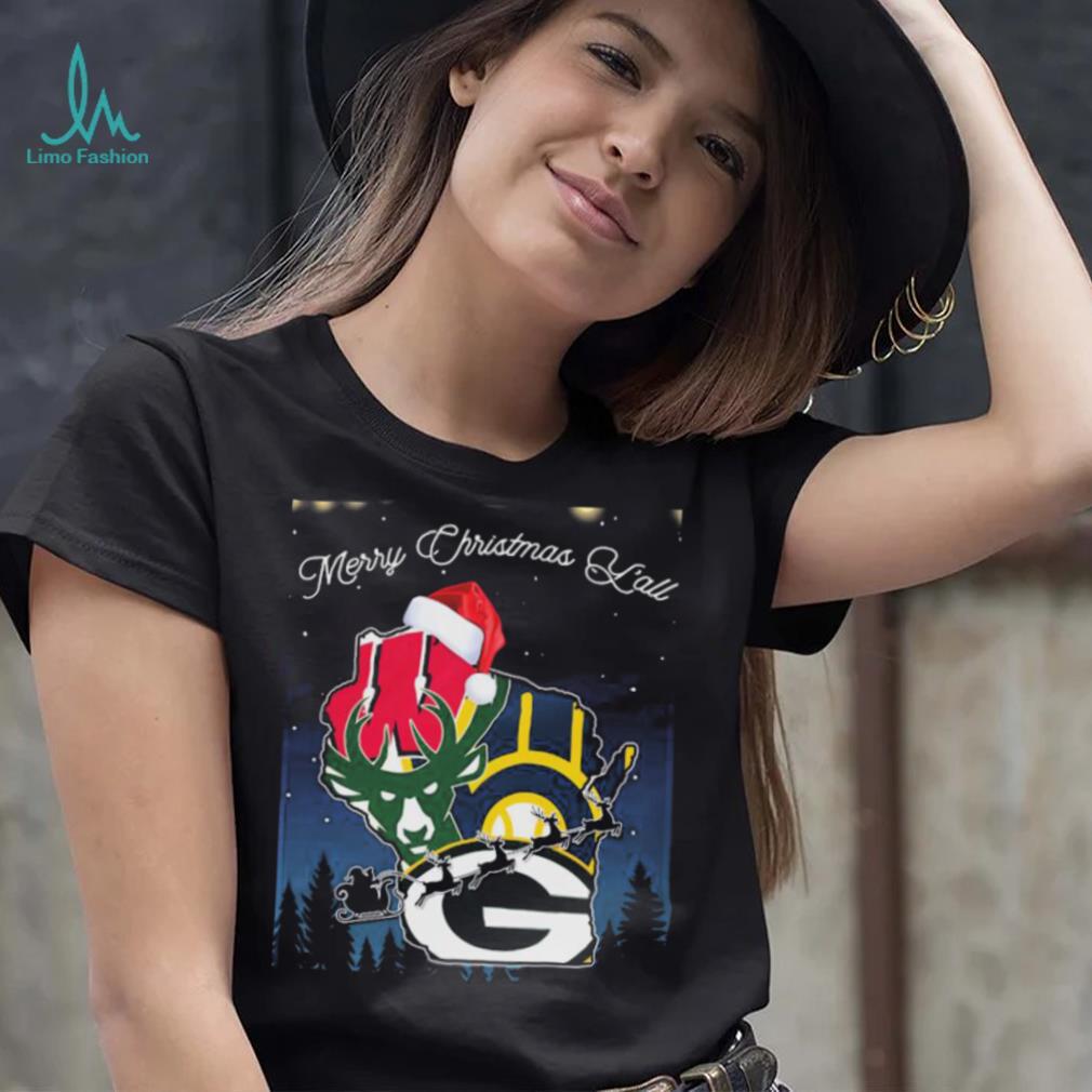Merry Christmas Y’all Wisconsin Sports Teams Shirt Merry Christmas Y’all Wisconsin Sports Teams Shirt
