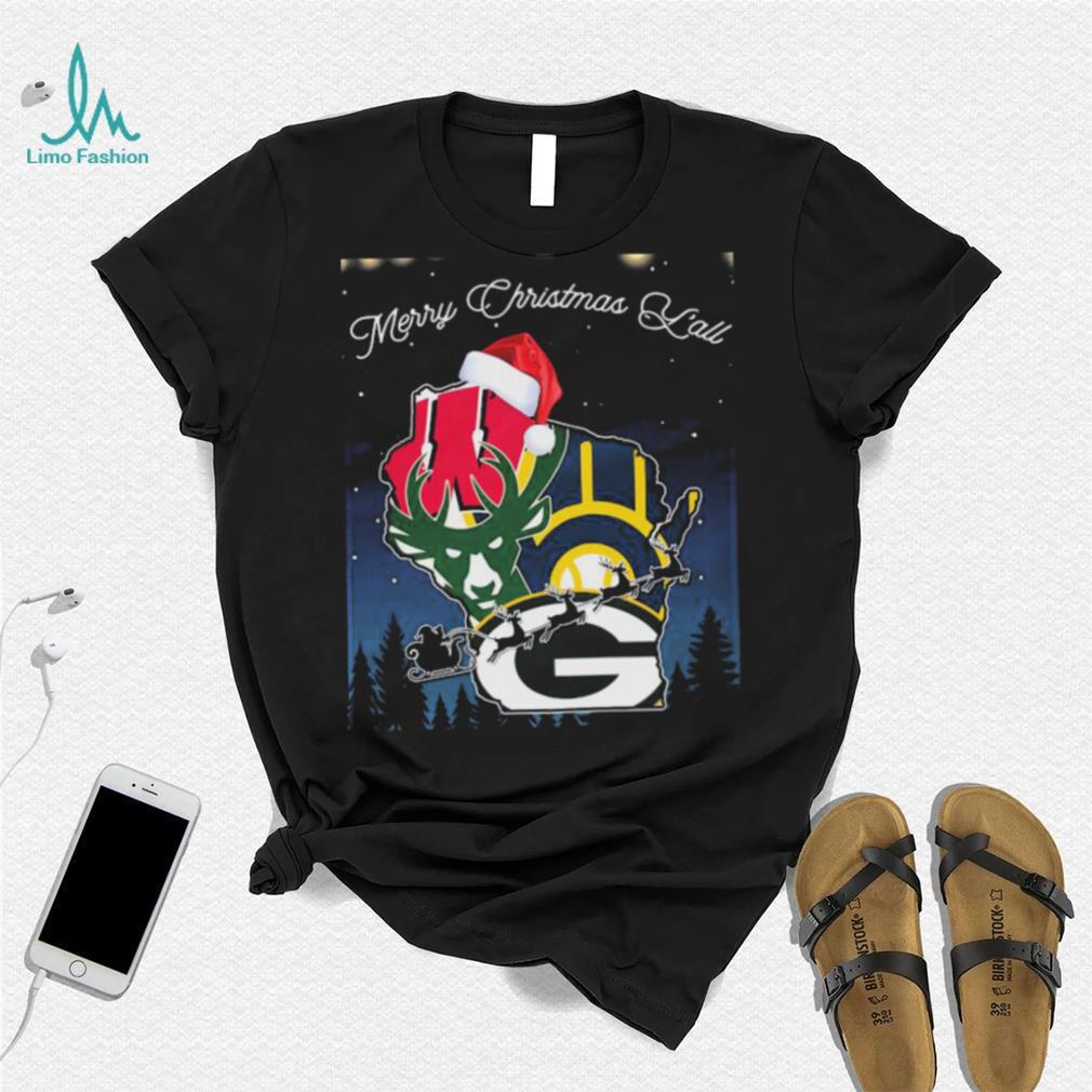Merry Christmas Y’all Wisconsin Sports Teams Shirt Merry Christmas Y’all Wisconsin Sports Teams Shirt