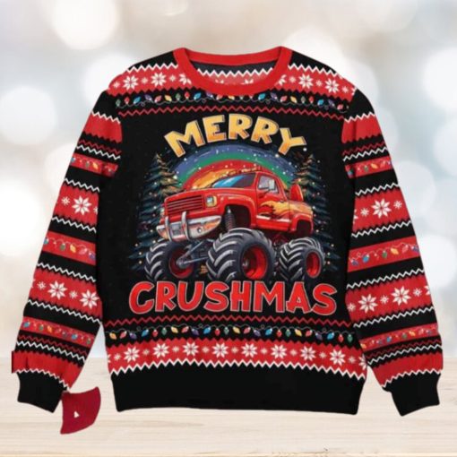 Merry Crushmas Monster Truck Christmas Ugly Sweater