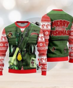 Merry Fishmas Fishing Costume Christmas Unisex Ugly Sweater