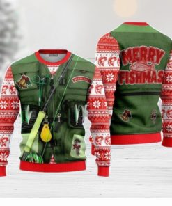 Merry Fishmas Fishing Costume Christmas Unisex Ugly Sweater