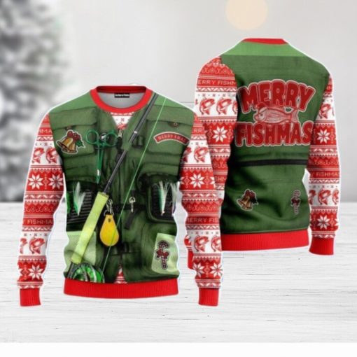 Merry Fishmas Fishing Costume Christmas Unisex Ugly Sweater