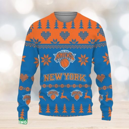 Merry Funny New York Knicks Gifts For Fan Merry Christmas Tree Ugly Christmas Sweater Gift Holidays