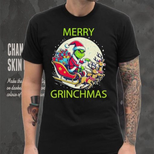 Merry Grinchmas ride a deer to give gifts shirt