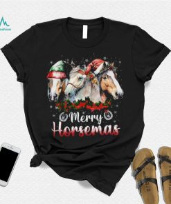 Merry Horsemas Three Horses With Hats Christmas Horse Shirt