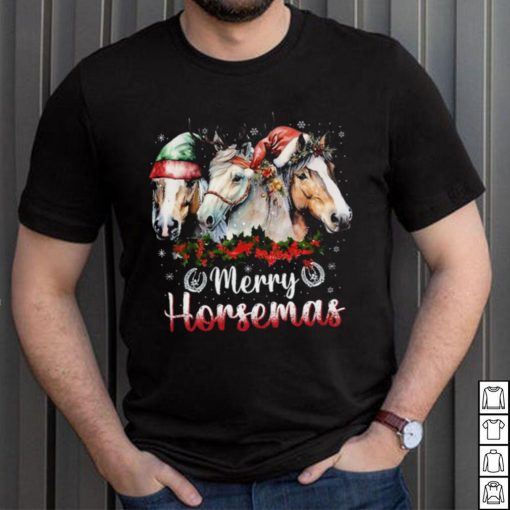 Merry Horsemas   Three Horses With Hats   Christmas Horse Shirt