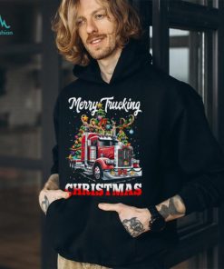 Merry Trucking Christmas Funny Trucker With Reindeer On Head Classic T Shirt