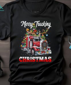 Merry Trucking Christmas Funny Trucker With Reindeer On Head Classic T Shirt