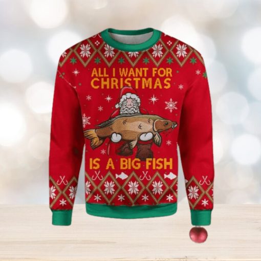 Merry Xmas All I Want For Christmas Is A Big Fish Gift For Christmas Party Ugly Christmas Sweater