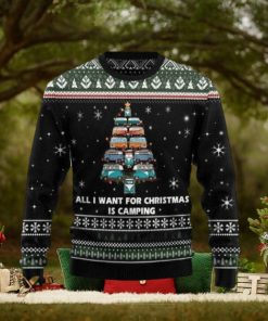 Merry Xmas All I Want For Christmas Is Camping Black And Awesome Pattern Ugly Christmas Sweater