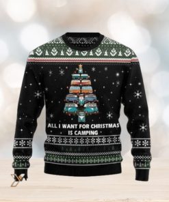 Merry Xmas All I Want For Christmas Is Camping Black And Awesome Pattern Ugly Christmas Sweater