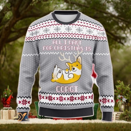 Merry Xmas All I Want For Christmas Is Corgi Dog Awesome Gift For Dog Lovers Ugly Christmas Sweater