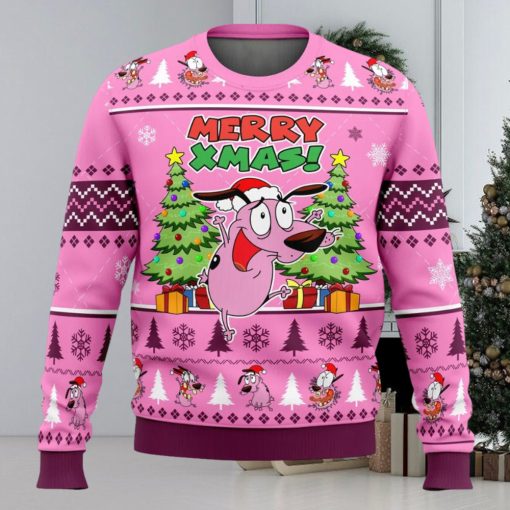 Merry Xmas Courage The Cowardly Dog Ugly Christmas Sweater