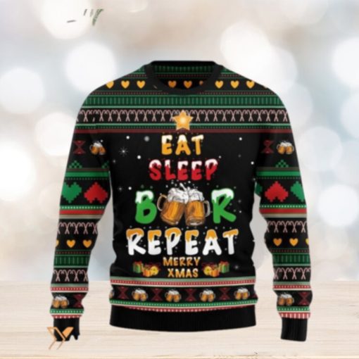 Merry Xmas Eat Sleep Beer And Repeat Awesome Gift For Christmas Ugly Christmas Sweater