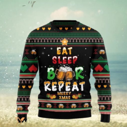 Merry Xmas Eat Sleep Beer And Repeat Awesome Gift For Christmas Ugly Christmas Sweater