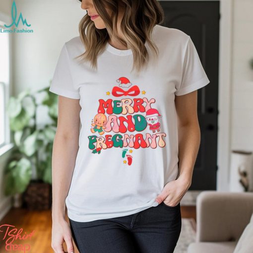 Merry and Pregnant Funny Pregnancy Reveal Shirt