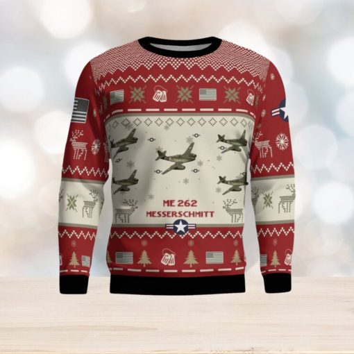 Messerschmitt Me 262 Aircraft Ugly Christmas Sweater 2023 Veteran Christmas Gift Red Sweater