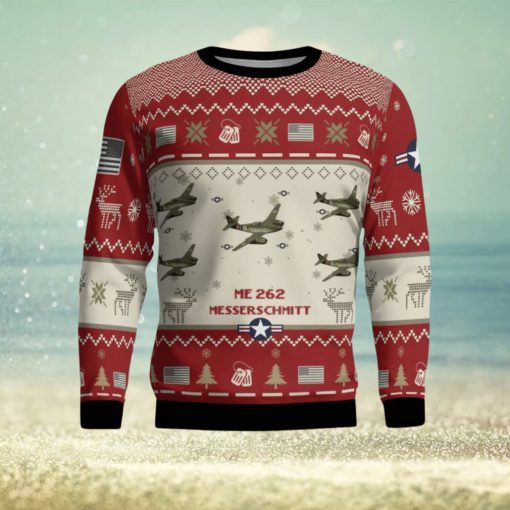 Messerschmitt Me 262 Aircraft Ugly Christmas Sweater 2023 Veteran Christmas Gift Red Sweater