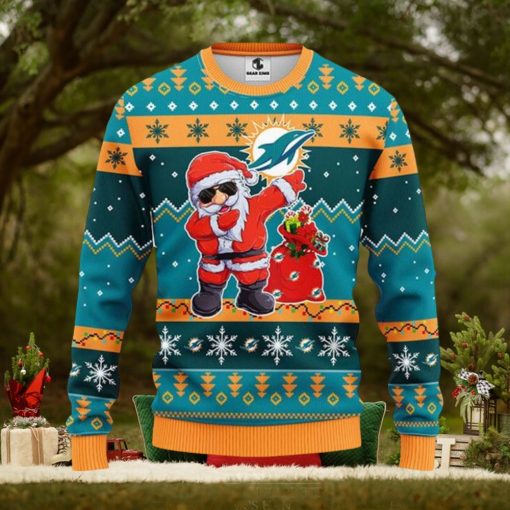 Miami Dolphins Dabbing Santa Claus Christmas Ugly Sweater