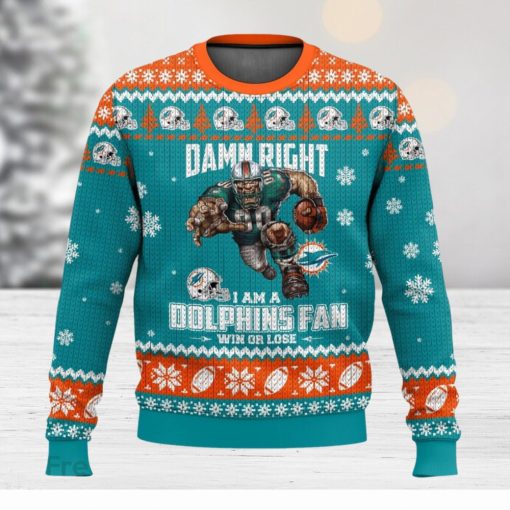 Miami Dolphins Damn Right Christmas Gift Ugly Sweater 3D All Over printed