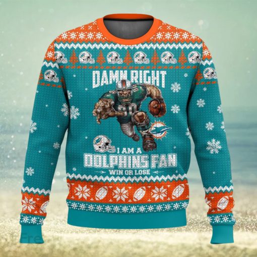 Miami Dolphins Damn Right Christmas Gift Ugly Sweater 3D All Over printed