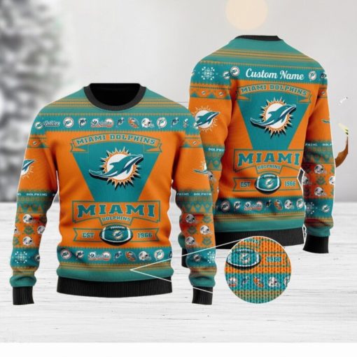 Miami Dolphins Football Team Custom Ugly Christmas Sweater