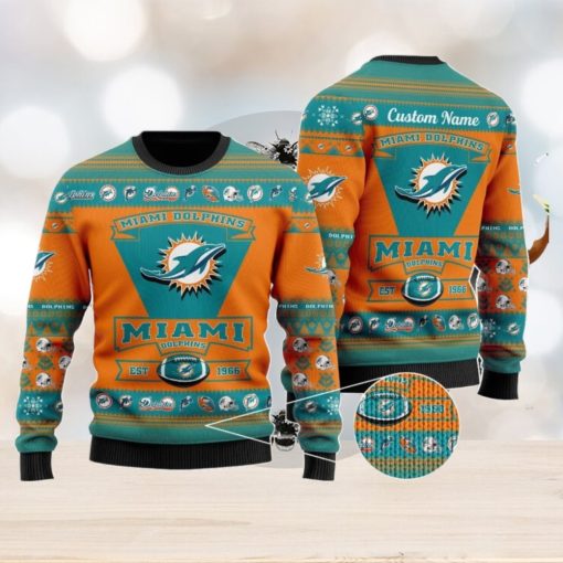 Miami Dolphins Football Team Custom Ugly Christmas Sweater