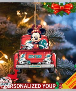 Miami Dolphins Mickey Mouse Ornament Personalized Your Name Sport Home Decor