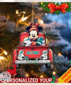 Miami Dolphins Mickey Mouse Ornament Personalized Your Name Sport Home Decor