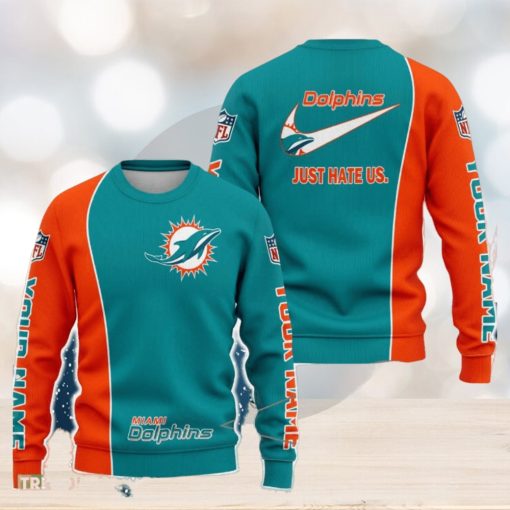 Miami Dolphins NFL Just Hate Us Personalized For Fans Sweater New