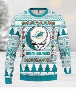 Miami Dolphins Ugly Christmas Sweater The Intelligence Of The Skull