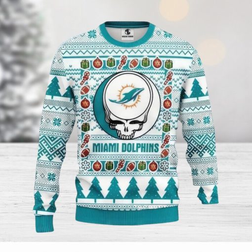 Miami Dolphins Ugly Christmas Sweater The Intelligence Of The Skull