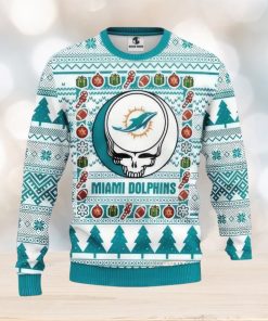 Miami Dolphins Ugly Christmas Sweater The Intelligence Of The Skull