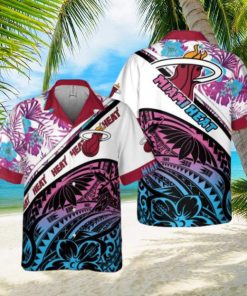 Miami Heat Polynesian Pattern National National Basketball Association 2023 AOP Hawaiian Shirt