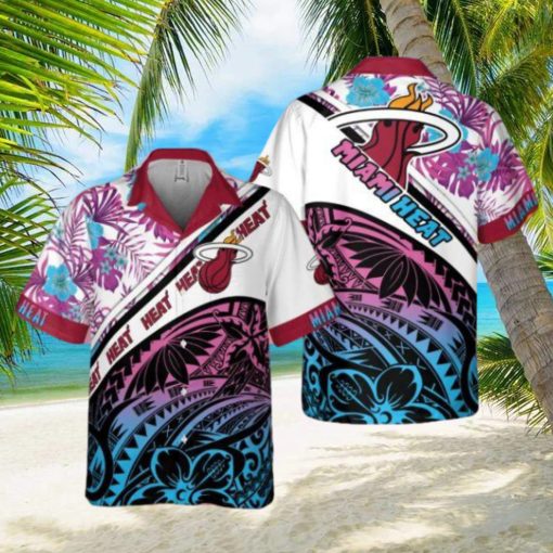 Miami Heat Polynesian Pattern National National Basketball Association 2023 AOP Hawaiian Shirt