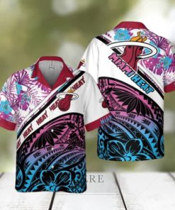 Miami Heat Polynesian Pattern National National Basketball Association 2023 AOP Hawaiian Shirt