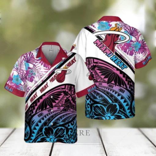 Miami Heat Polynesian Pattern National National Basketball Association 2023 AOP Hawaiian Shirt