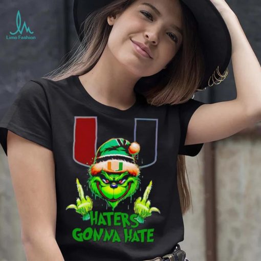 Miami Hurricanes Grinch middle finger haters gonna hate shirt