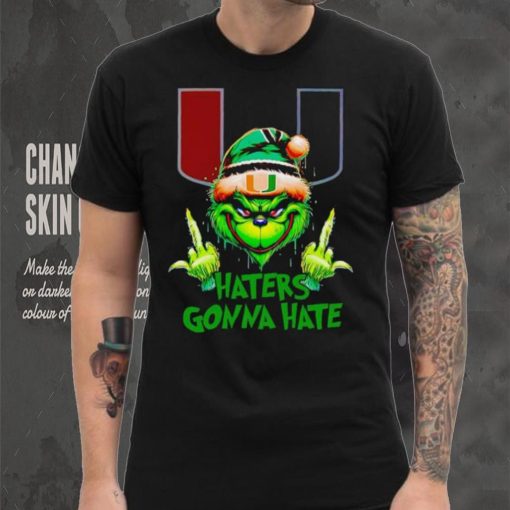 Miami Hurricanes Grinch middle finger haters gonna hate shirt
