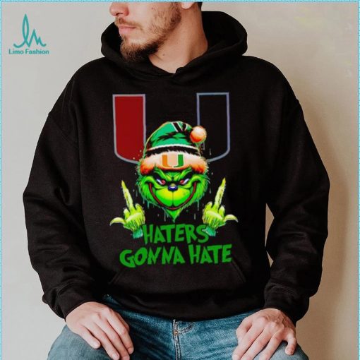 Miami Hurricanes Grinch middle finger haters gonna hate shirt
