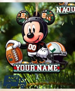 Miami Hurricanes NCAA Mickey Mouse Christmas Tree Decorations Custom Name Xmas Ornament